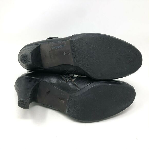 Paul Green Harness Boot Womens 6.5 Dark Brown Leather Buckle Strap Cuff Heel - Picture 6 of 8